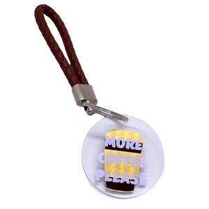 NWT WOOL + PEPPER CO. More Coffee Please Vinyl Leather Wristlet Keychain